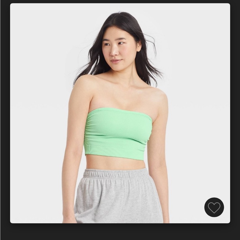 Women's Ruched Ribbed
Bandeau Bra - Colsie Green XL